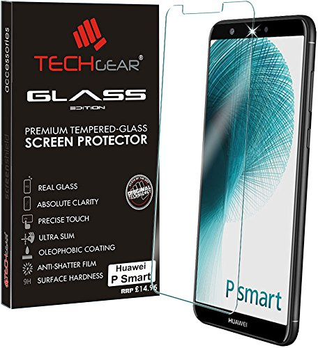 TECHGEAR Screen Protector fits Huawei P Smart (2018) - GLASS Edition Genuine Tempered Glass Screen Protector Guard Cover Compatible with Huawei P Smart 2018