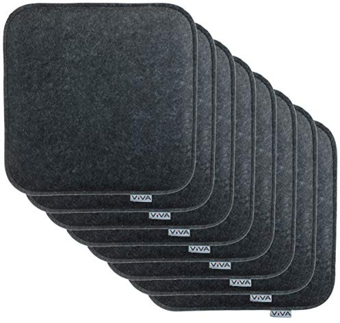 Brandsseller 8er Set Sitzkissen aus Filz 35x35x2 cm – Robuste Stuhlauflagen für innen und außen, eckiges Sitzpolster, strapazierfähiges Kissen für Stühle - Anthrazit
