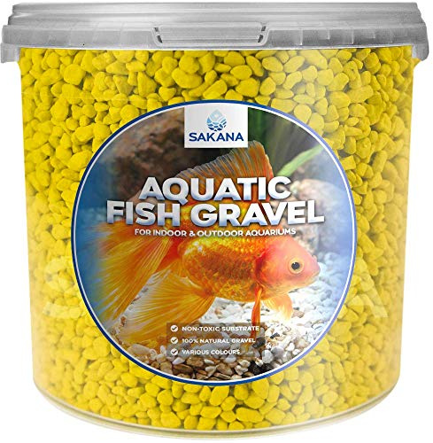 Sakana Yellow Aquatic Fish Gravel - Substrate Aquarium Tank Pond Décor Stones (2.5 Litre Tub)