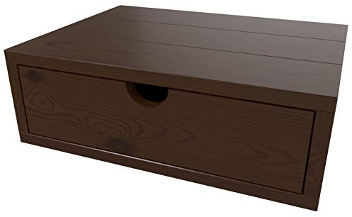 LA WEB DEL COLCHON Mesita Noche Madera Vintage Damasco con Cajon 55 (cms) x 34,5 x 15 (cms) Barnizado Nogal - Mesillas de Noche Flotantes de Madera Natural - Mesita de Noche Suspendidas