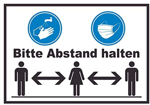 HB-Druck Hände waschen Mundschutz Abstand Schild A1 Rückseite selbstklebend