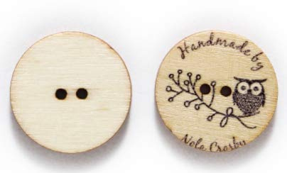 15 Stück edle Holzknöpfe 25mm Eulenmotiv runde 2-Loch-Knöpfe zum annähen nähen basteln Vintage Bastelknöpfe scrapbooking Jackenknöpfe