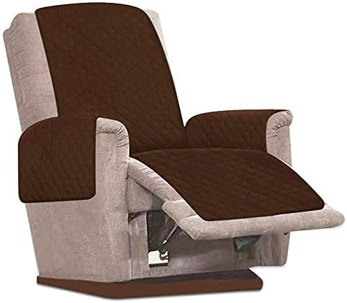 BeerMmay Sesselschoner Sesselauflage Relax mit Armlehnen ​und Taschen Sessel,1 Sitzer/wasserdicht/gepolstert/mit rutschfestem Gurt/sesselüberzug (Kamel)