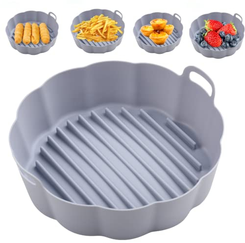 PTaizjjz 1 x Silikon-Topf, 19,1 cm, Luftfritteusen-Einlagen, wiederverwendbar, Luftfritteusen-Zubehör, Ersatz von Pergament-Liner, Silikon-Luftfritteusenkorb, passend für Luftfritteuse