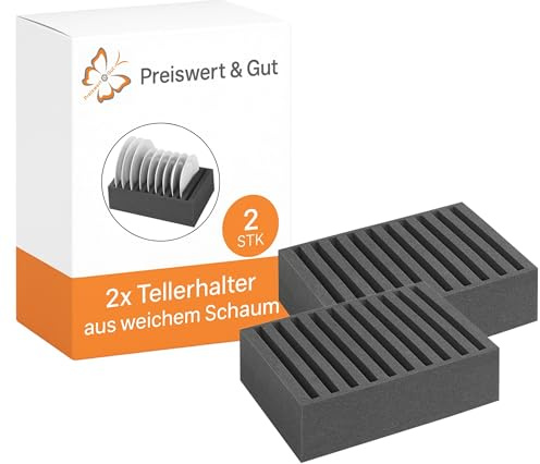 Preiswert&Gut 2 x Tellerhalterung für 10 Teller – Stabiler Geschirrhalter aus Schaumblock zuschneidbar, ideal für Wohnwagen oder für Zuhause in der Farbe anthrazit fürs Camping