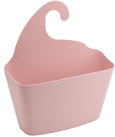 DIVCHI Bathroom Storage Caddy Basket with Self-Draining Design, Easy-to-Clean Shower Organiser Plastic Hanging Wall Organizer for Toiletries (Pink)