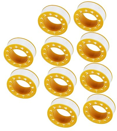 Gelbes Ptfe Gewindedichtband 10 Rollen für Wasser und Dampfschrauben | Abdichtung, Beständig gegen Starke Oxidation, Anti Aging, Büro und Zuhause
