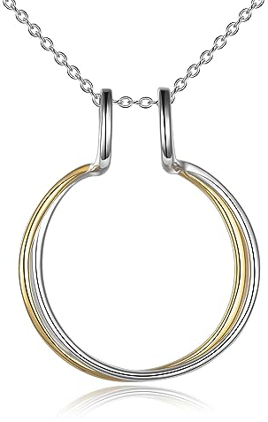 HUKKUN Ringhalter-Halskette aus Sterlingsilber, Hufeisen-Halskette, Verlobungsring-Halskette, Hufeisen-Schmuck, Geschenk für Frauen