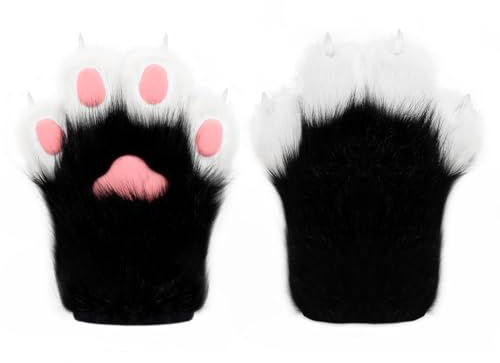 hbbhml Kunstpelz Pelzige Katze Kralle Handschuhe Fuchs Pfoten Fäustlinge