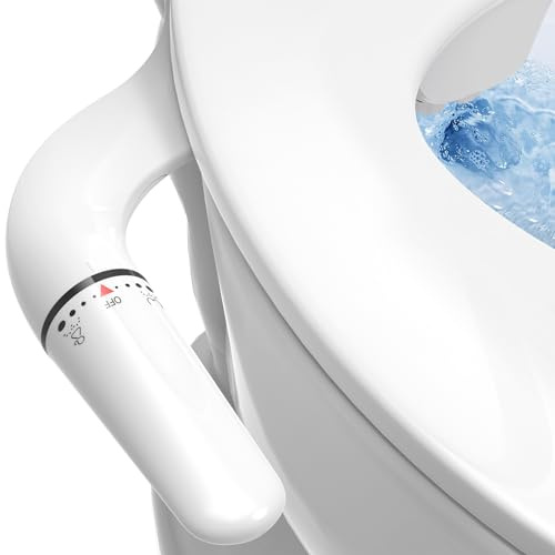 Bidet Insert for Toilet - Ultra Slim Non-Electric Use for Toilet, Double Nozzle Bidet Toilet Attachment, Front and Rear Cleaning, Toilet Attachment, Butt Shower, Taharet (Grey Sliver)