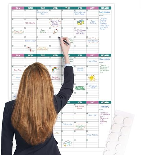 Large Dry Erase Calendar for Wall - Undated 3 Month Wall Calendar, 28 x 40(Vertical), Wall Calendar Dry Erase for Home, Office, Classroom
