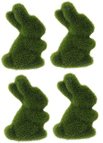 CIMAXIC 4 Pz coniglietto di Pasqua decorazione di coniglio di muschio arredamento verde contenitori decorazioni natalizie all'aperto coniglietto di muschio artificiale coniglio in gregge