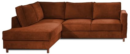 Lisa Design Jake - Ecksofa mit Schlaffunktion - 5-Sitzer - Samt - Links Rostfarben