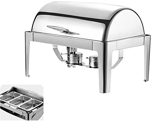 ZERAPH Chafing Dish, Speisenwärmer-Set aus Edelstahl, Roll-Top, Catering, Partys, Buffet-Server, Warmhaltetablett, 1/2/3 Pfanne (A Silber)