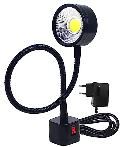 Loufy LED Arbeits Scheinwerfer Magnet Fuß Flexible Schwanen Hals Lampe 220V 5W für Dreh Maschine FräS Bohr Maschine Industrie Beleuchtung, EU Stecker