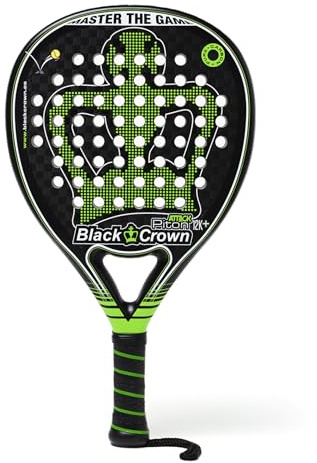 Black Crown – Padelschläger Piton Air 12K: runde Form, Antivibrationssystem, Eva-Gummi, Carbonrahmen, Glasschichtfasern, raue Oberfläche, mittleres/fortgeschrittenes Niveau, Balance und Kontrolle