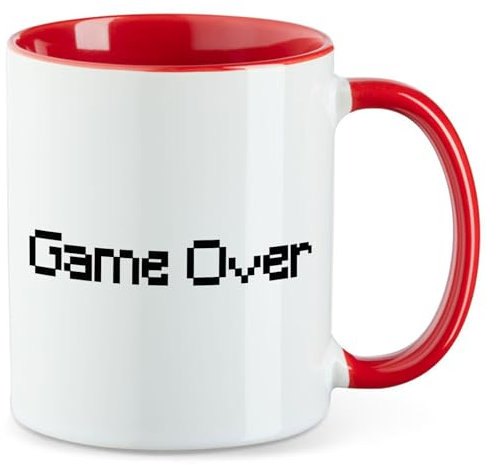 Huuraa Mug Game Over Schriftzug Gift Teacup Red 330ml Game Over Schriftzug Present