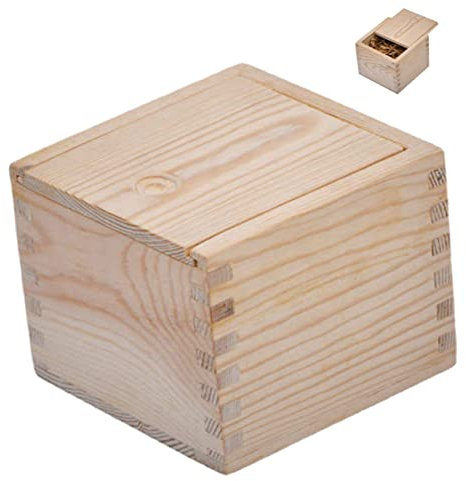 PLAFOPE Natural Wood Teacup Storage Decorative Wooden Lid Large Compartment Box