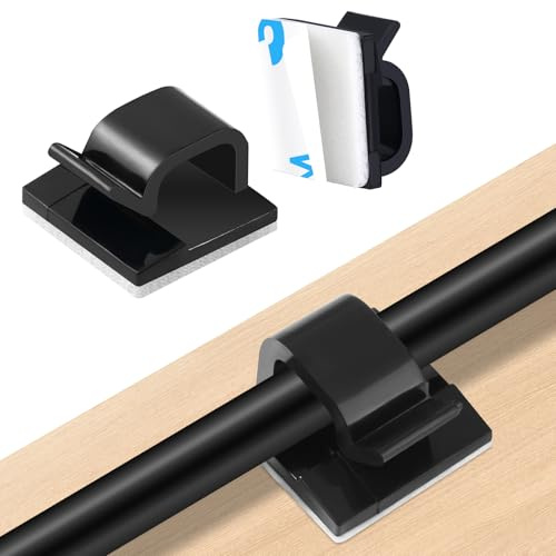100 Stück Kabelhalter Selbstklebend, Kleine Kabelclips Schreibtisch Kabelklemmen Kabelmanagement, Kabelführung Kabel Halterung Draht Halter für Wand Kabelbefestigung Lichterketten Befestigung Outdoor