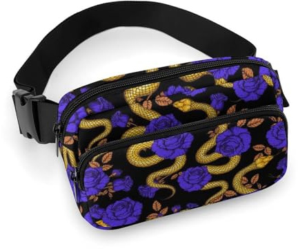 Gürteltasche für Damen – elegante Gürteltasche mit goldener Blume, lila, Umhängetasche für Damen, modische Hüfttaschen