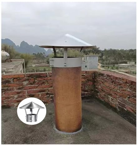 GUIXAN Schornsteinhaube, Schornsteinkappe, kegelförmige Schornsteinkappe, Schornsteinrohrabdeckung, Schornsteinhaube aus Edelstahl, Regenschutz, Entlüftungskappe, runde Abgaskappe, Isolie