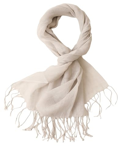 Prettystern Leinen Unifarbe Unisex Sommer Fransen-schal