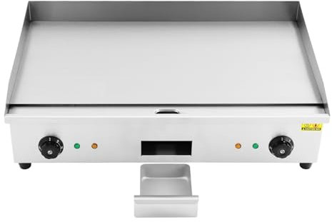 JDBDU Plancha eléctrica de 4400 W, 727 x 420 mm, parrilla eléctrica profesional, 2 botones de ajuste, 50-300 °C, rango de temperatura