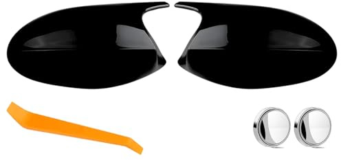 Heart Horse Auto Spiegelkappen Kappe für BM W E90 E91 2006-2008 Glänzend Schwarz Außenspiegelabdeckung, Porte rétro-miroir (1 paire, ABS)