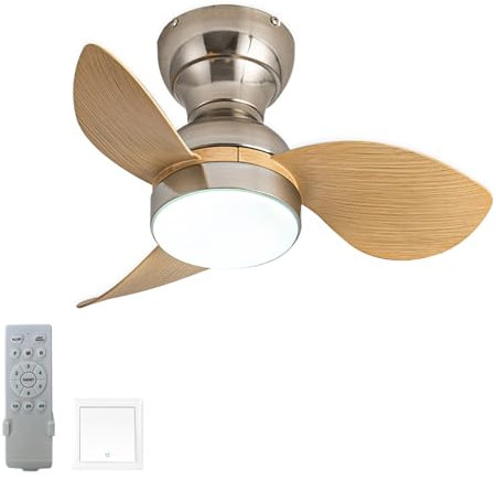 GODFSAHG Ventiladores de Techo pequeños LED con Luces y Control Remoto Luz de Ventilador Reversible de 6 velocidades Modernos Ventiladores de Techo con Temporizador de 3 Colores con lámpara