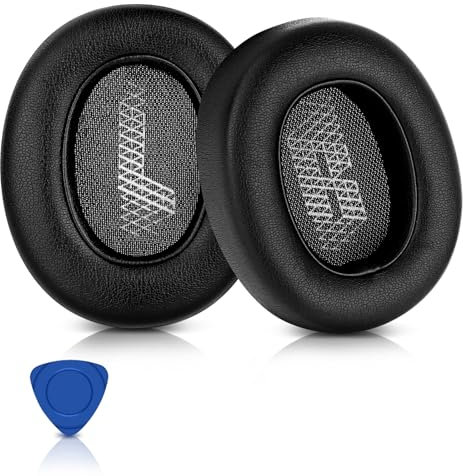 ELZO Almohadillas de Repuesto Profesionales para JBL E65 (E65BT E65BTNC) Live 650 (650NC 650BTNC) Duet NC, Cuero Proteico Más Suave, Aislamiento de Ruido, Espuma Viscoelástica, Grosor Añadido, Negro