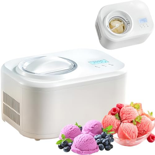 Soft Serve Ice Cream Makers, 1L Ice Cream Maker with 4 Cooling Function, Completed in 30min, No Pre-freezing, Removable Easy Clean, Sorbet Frozen Yogurt Machine for Home Kitchen Dessert
