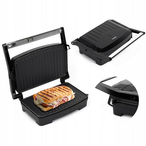 Huslog Sandwichmaker, Panini-toaster, Elektrischer Grill, Schwarz, 1000W
