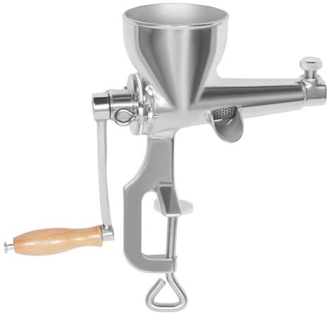 Exprimidor manual de hierba de trigo, exprimidor manual para frutas y verduras, hierba de trigo con colador de acero inoxidable y mango de madera, abrazadera en C para un agarre estable, boquilla de