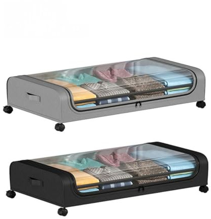 Cassettiera antipolvere sotto il letto con copertura in tessuto, scarpiera a basso profilo su ruote, cassetto salvaspazio per scarpe e accessori, ideale per uso domestico