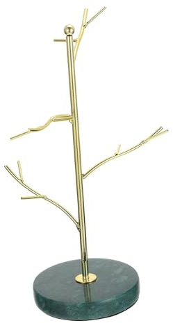 POPETPOP Organizador de Joyas Forma de Árbol con Base de Mármol Verde Soporte para Collares y Pendientes Exhibidor Elegante para Dormitorio y Tocador Decoración Funcional para Sala y