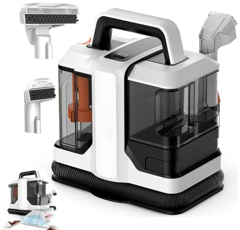 Máquina limpiadora de sofás 750W, máquina portátil para alfombras y tapicería con dos cabezales de cepillo, doble tanque de agua (1080 ml y 800 ml), para sofás, mascotas y asientos de coche