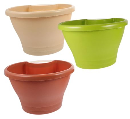 JUMPLAWN 3 Pièces Pot de Fleurs de Gouttière Amovible en PP avec Drainage