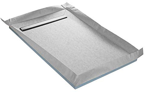 Receveur de douche à carreler caniveau 4 pentes + natte étanche + siphon ultra plat - 150 x 100 cm