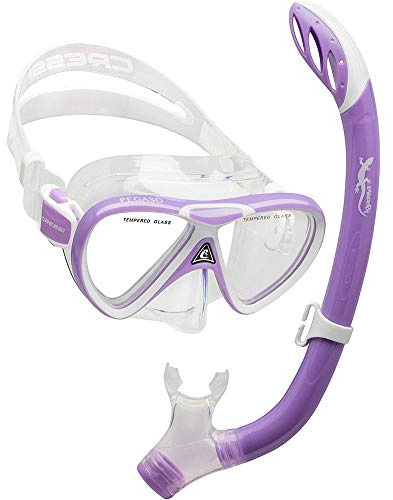 Cressi Pegaso & Iguana Mask & Snorkel Kits, Lilac/White