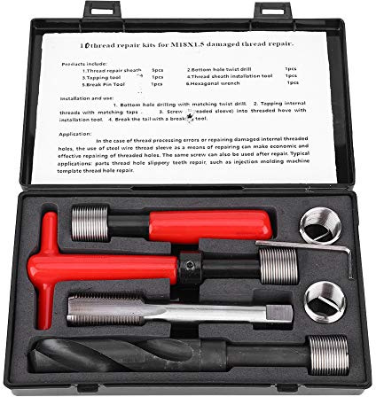 Gewindereparatursatz, 10-tlg. M18x1,5 Edelstahl-Spiralbohrerschlüssel mit Gewindeeinsatz, Geeignet für Hochspannungsschaltanlagen, Mikrowellenkommunikation, Autoteile