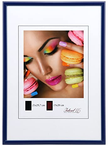IDEAL TREND Kunststoff Bilderrahmen Glas Modern Wanddeko Collage Poster Bilder Foto Rahmen: Farbe: Blau | Format: 50x70