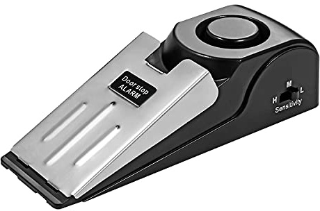 Fuers Door Stop Alarm, Non-Slip Rubber Wedged Shape Door Stopper Alarm with 125dB-Adjustable Sensitivity Lightweight, Suitable for Home Hotel Travel