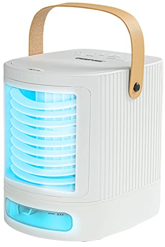 GEEPAS Portable Air Cooler | Ultra Mini Conditioner Humidifier Fan for Personal Use Home Office | 3 Cooling & Fan Speeds with 7 LED Light | USB Port Evaporative Mobile Fan | 700ML Tank 2 Year Warranty