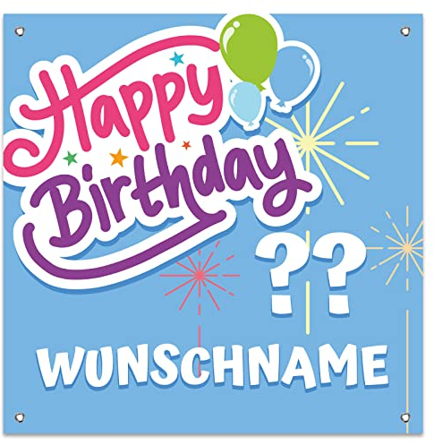Banner Geburtstag mit Namen und Alter selbst gestalten 2 Größen (2 x 1 Meter)