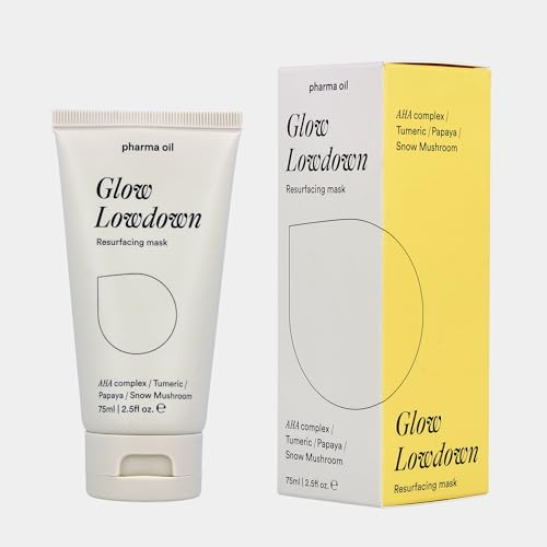Pharma Oil AHA Säure Gesichtsmaske Glow lowdown - Peel Off Face Mask Komplex - Kurkuma - Papaya- Schneepilz- 100% Vegane und Natürliche Gesichtspflege - Masken Beauty für Normale Fettige und Mischhaut