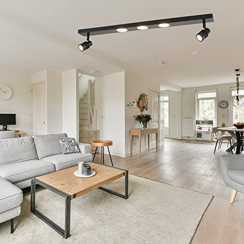 VBLED DeckenlampeLED-Deckenleuchte Wohnzimmerlampe Länglich mit zwei LED-Spots, 5-flammig, 31W, 3 Leuchtmodi 3000K Nicht-dimmbar