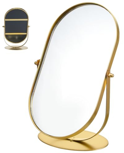 Kichvoe Miroir De Maquillage Vintage en Métal pour Bureau Petit Miroir De Table Simple Face Portable pour Maquillage À La Maison Et Déplacements