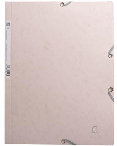 Exacompta - Ref. 55274E - Låda med 25 elastiska Skandi-mappar - fickor med 3 flikar - 400g/m2 glansig kartong - 24 x 32 cm för A4-dokument - nudefärgad