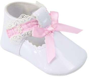 Zapatos de Bautizo de Charol para Bebé Niña con Cordón y Cinta Bautismo y Ocasiones Especiales tamaño 17