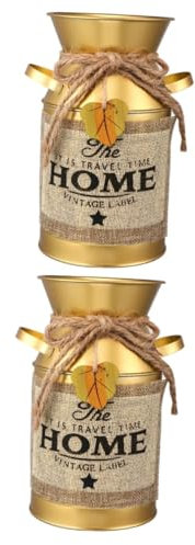 Alipis 2pcs Flower Bucket Vase for Decor Gold Flower Pot Home Vase Creative Letters Printing Design